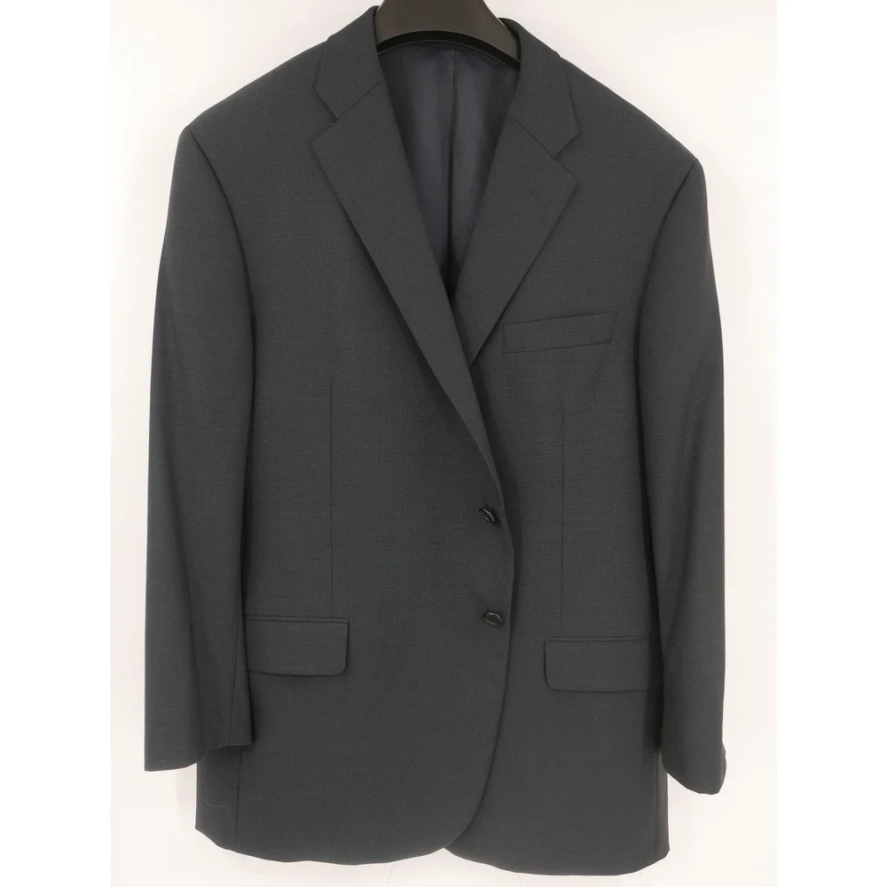 Hickey Freeman Blazer Sport Coat Blue 100% Worsted Wool Men's 48 Regular